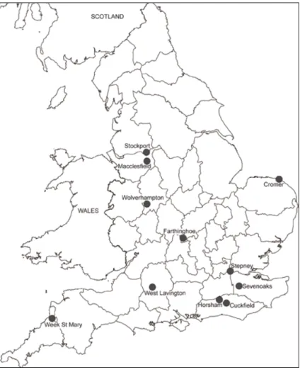 Fig. 4 – Provincial schools founded by London merchants,   c. 1440-1550 (Olwen Myhill/Centre for Metropolitan History).