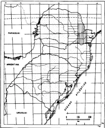 Tabela 2. Distribuição geográfica de espécies de Crotalaria L., nos três Estados do sul do Brasil: Paraná (PR), Santa Catarina (SC) e Rio Grande do Sul (RS).