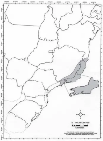 Figura 3. Distribuição geográfica:  z  Loasa uleana Urb. &amp; Gilg;    Loasa parviflora Schrad; --- Caiophora scabra (Miers.) Urb