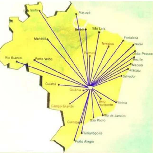 Figura 8 – Mapa do Brasil representando a origem da população em Brasília 