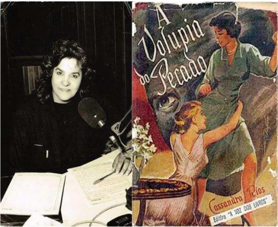 Figura  1:  Na  foto  junto  com  a  capa  do  seu  livro  aparece  à  esquerda  Cassandra  Rios