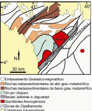 Figura 2.2 – Dom‡nio Mˆdio Corea• mostrando zonas de cisalhamento e unidades litolŠgicas