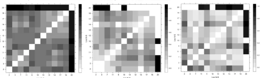 Fig. 5. Pairwise beta diversity matrix for Grids 5º orderer latitudinally from North (upper left) to South (lower right)