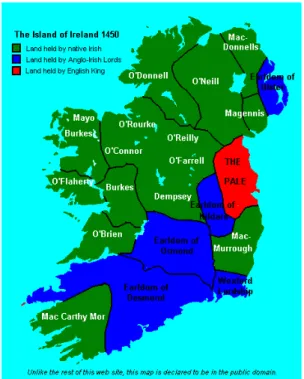 Figura 2 - Divisão do poder na Irlanda em 1450. Fonte: 
