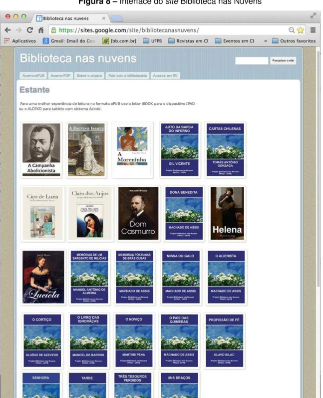 Figura 8  –  Interface do site Biblioteca nas Nuvens 