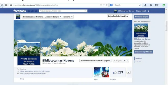 Figura 9  –  Interface da Fanpage no Facebook da Biblioteca nas Nuvens 