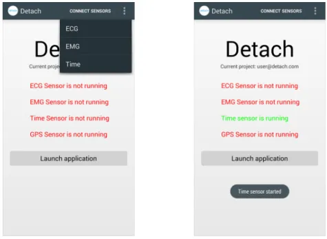 Figure 13: List of available sensors (left), Sensor status updated (right)