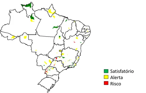 Figura 5 - Distribuição  geográfica dos municípios no  Brasil  de acordo com a classificação do IIP em  março de 2012