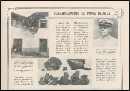 Fig. 11 - A Ilustração Portuguesa, edição de 20 de agosto de 1917. Destroços provocados pelo U-155,  após o ataque a Ponta Delgada