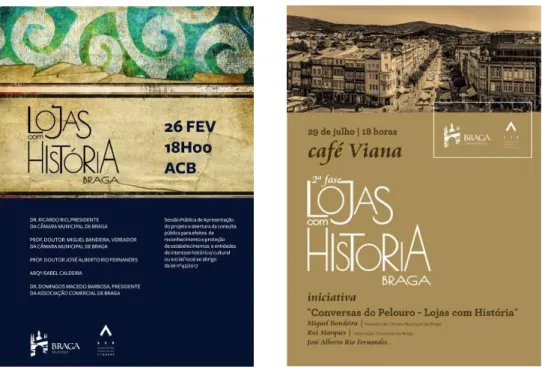 Figura 8: Cartazes de promoção dos encontros para o projeto Lojas com História de Braga