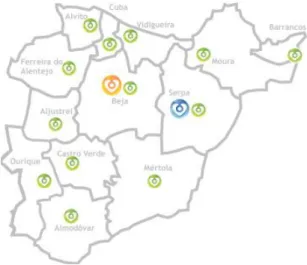 Figura 1 Abrangência da Unidade Local de Saúde do Baixo Alentejo [ULSBA- [ULSBA-EPE (2013)] 