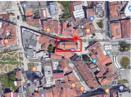 Figura 2. Localização da Igreja dos Terceiros em Braga. Fonte: Google Maps 