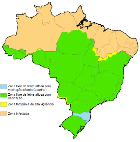 Figura 2. Situação atual da febre aftosa no Brasil. 