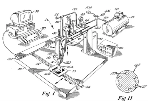 Figura 1 - Proposta de máquina FDM da Patente US005121329A [5]. 