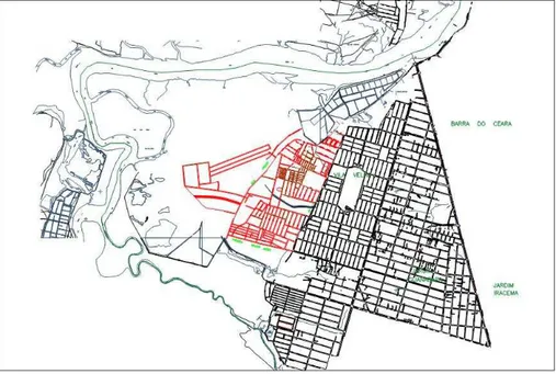 Figura 5. Destaque da área de estudo em relação ao bairro Vila Velha. 