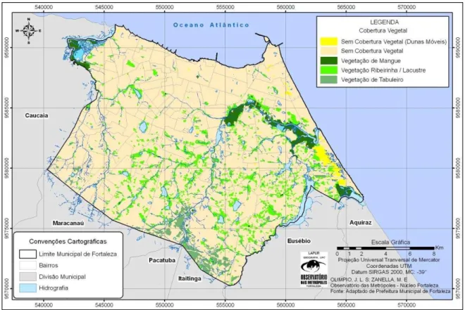 Figura 8: Mapa da cobertura vegetal da cidade de Fortaleza.  