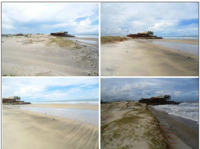 Figura 7  –  Dunas frontais e faixa de praia escolhidos para os experimentos de alta frequência na  Praia da Caponga, Cascavel-CE