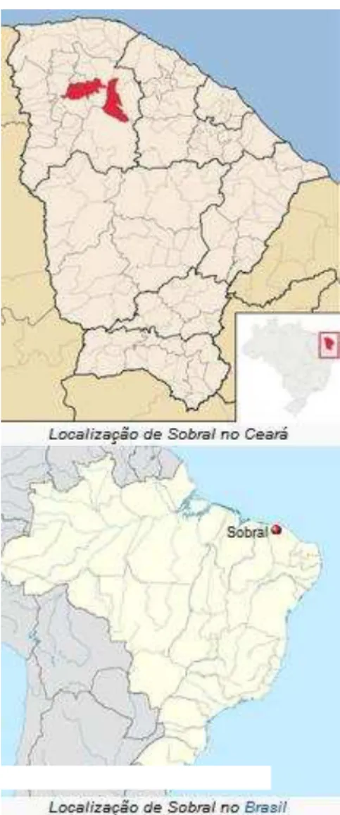 Figura 4 - Mapas de localização  de Sobral no Ceará e no Brasil 