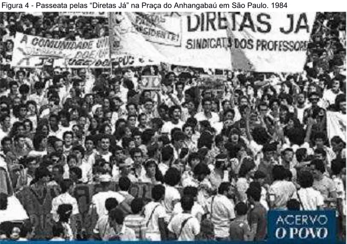 Figura 4 -  Passeata pelas “Diretas Já” na Praça do Anhangabaú em São Paulo. 1984