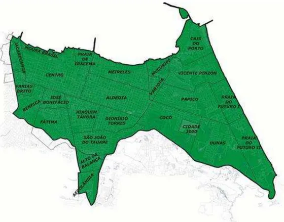Figura 1: Mapa da Regional VI e seus respectivos limites. Ver em www.prefeituramunicipaldefortaleza.gov.ce 
