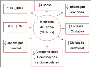 Figura 2 –  Efeitos dos iDPP–4 nos fatores de risco cardiovasculares nos pacientes  diabéticos tipo 2