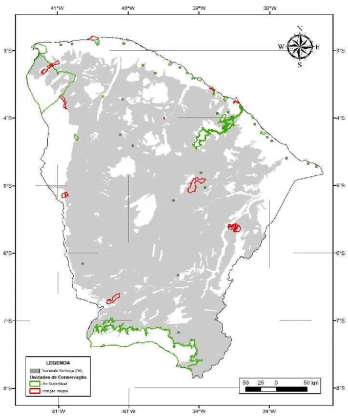 Figura 1. Mapa da distribuição espacial das unidades de conservação do Estado do Ceará