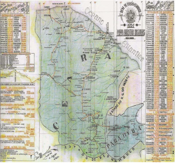 Figura 4: Percurso das estradas de ferro do Ceará, 1924. 