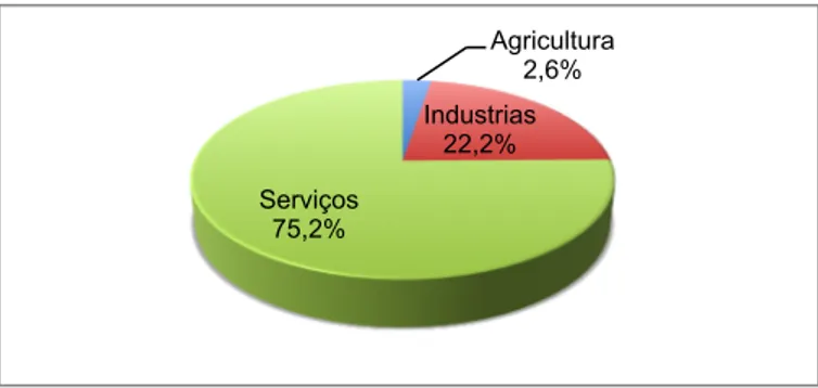 Gráfico 1 - Composição do PIB por setor de atividades em 2013 