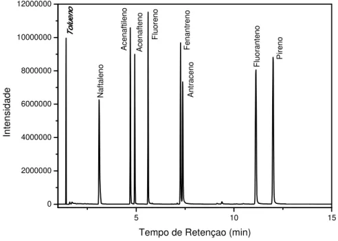 Figura 15 -  Ampliação do cromatograma da Figura 14, atribuindo os 9 primeiros picos  (tempo de retenção: 0-15 min)