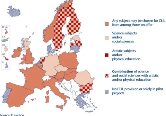 Figure 2: Subjects in the CLIL  curriculum in  mainstream  school provision  in general secondary  education,  2004/05 