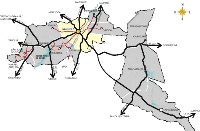 Figura 4.2 – Mapa do município de Sobral - Ceará  Fonte: IPECE/FUNCEME - Adaptado pelo autor 