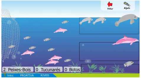 Figura 11 - Tela de uma das atividades do OA É o Bicho, atividade do peixe-boi. 