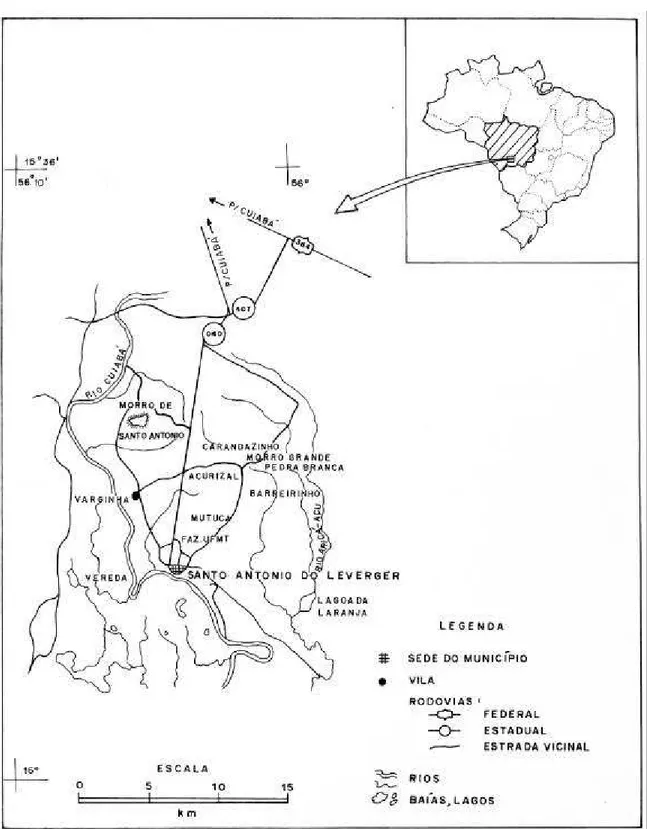 Figura 1. Localização da área de estudo. Fonte: Fundação de Recursos Cândido Rondon, 1991.