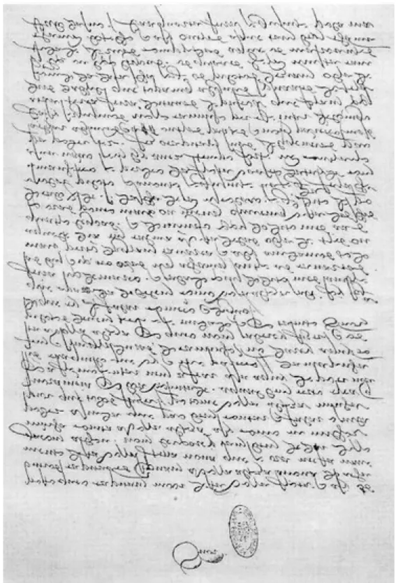 Figura 2. Reprodução de uma página da Carta escrita por Pero Vaz de Caminha, em 1500, ao rei de Portugal, D