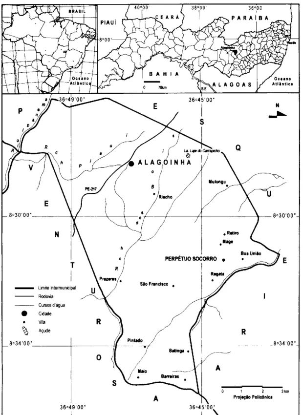 Fig. 1. Local de trabalho. Município de Alagoinha, estado de Pernambuco, Nordeste do Brasil.