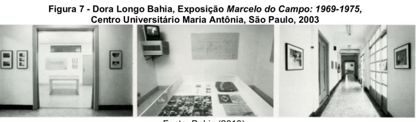Figura 7 - Dora Longo Bahia, Exposição Marcelo do Campo: 1969-1975,  Centro Universitário Maria Antônia, São Paulo, 2003 