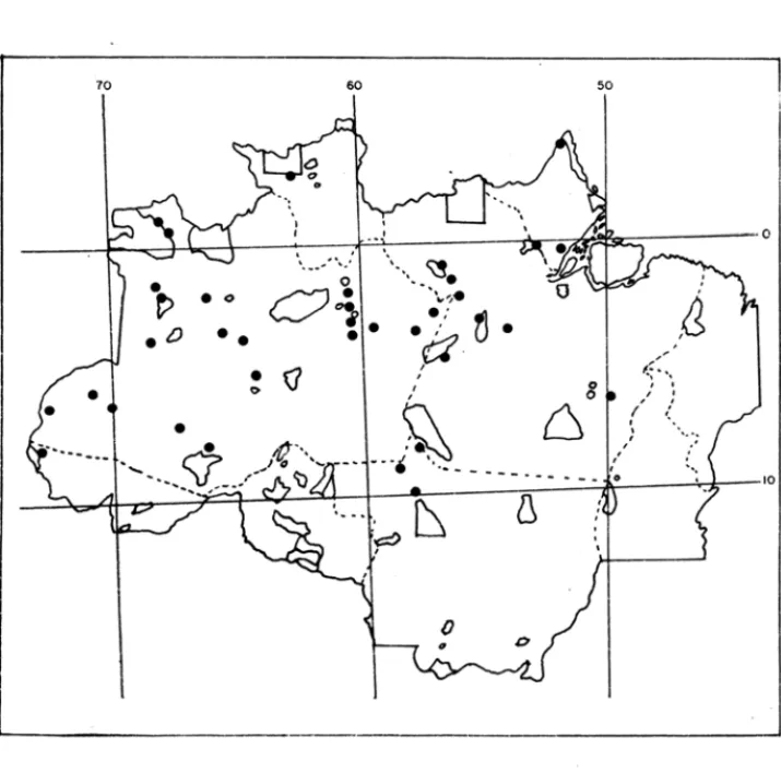 Figura 3. Distribuição geográfica de  Aniba  rosaeodora Ducke. Pau-rosa. 