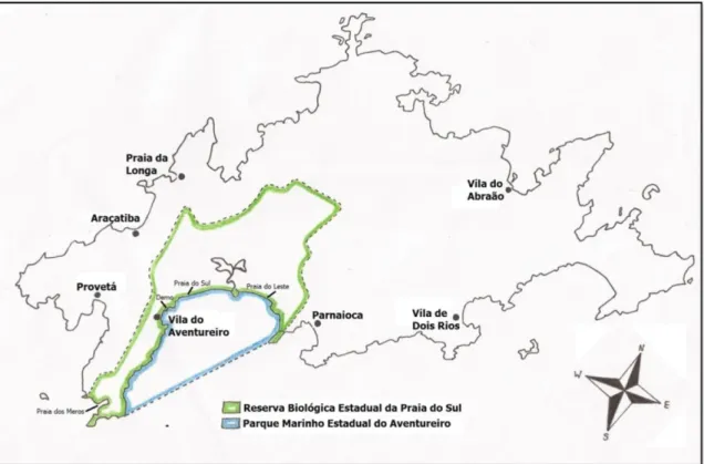Figura 2: Localização da Vila do Aventureiro na Ilha Grande (Fonte: Acervo pessoal) 
