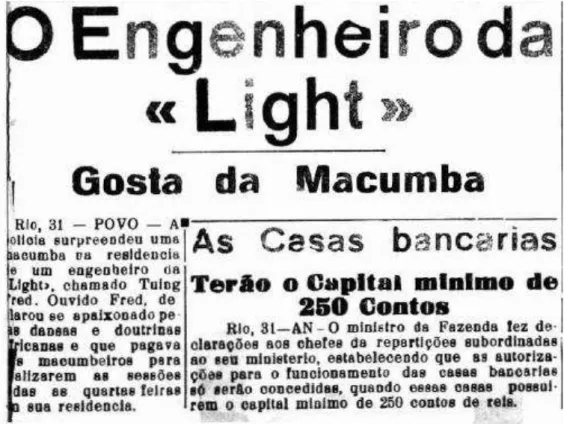 Figura 2: Manchete de 1º de junho de 1939 do jornal  O Povo , de Fortaleza  –  Ceará. 