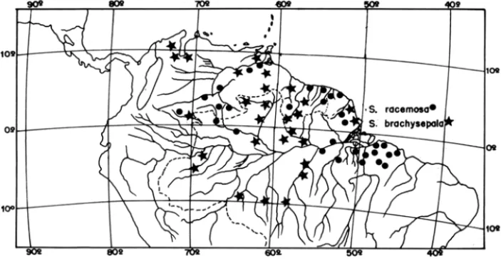 Figura 2  - Distribuição geográfica do gênero  Sagotia. 