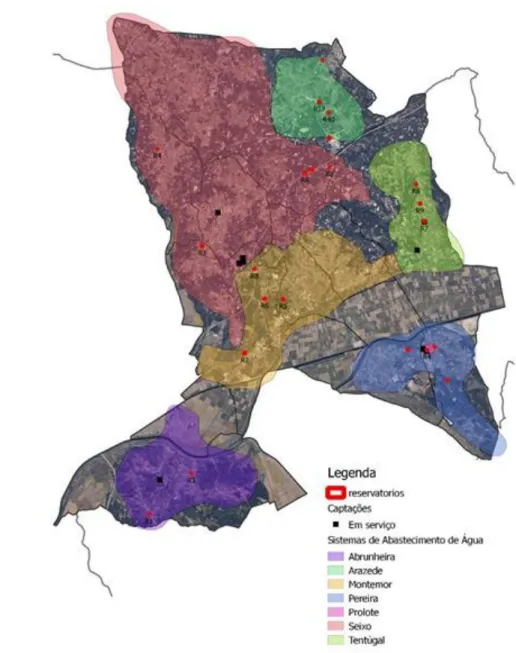 Figura 29 - Representação das zonas abrangidas pelos vários sistemas no concelho de Montemor-o-Velho (Imagem retirada  do site do Município de Montemor-o-Velho)