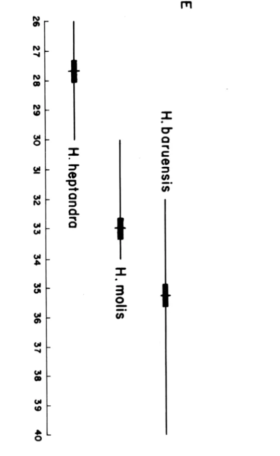 Fig. 28 - Diagrama comparativo do diâmetro equatorial em vista polar das espécies de He-