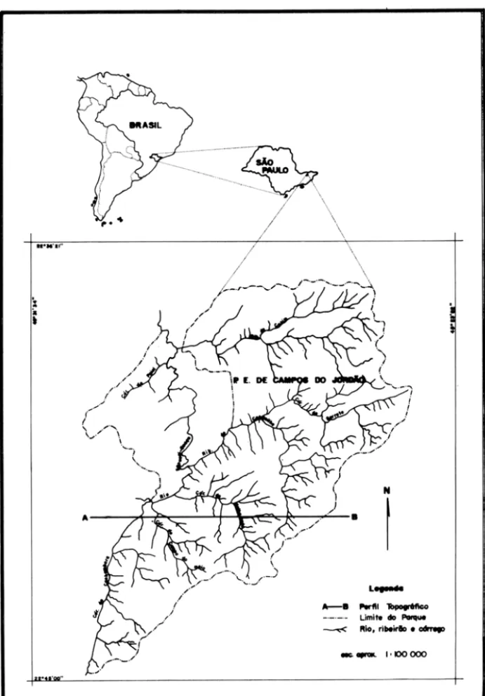 Figura  I  - Mapa  de  localização  do  P.E .  de  Campos  do  Jordão. 