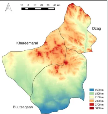 Figure 3.7 - Elevation data from SRTM with 30 m resolution for the study area