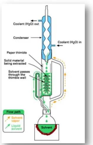 Figure 1.4 - Soxhlet extraction apparatus (adapted  from Kou and Mitra, 2003).