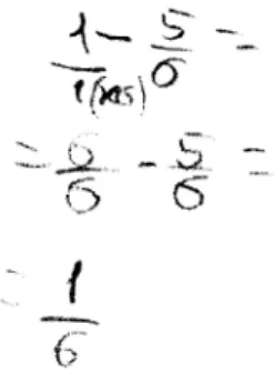 Figura  9  -  Cálculos  realizados  pela  aluna  durante  a  entrevista  com  tarefas  e  registados  na  folha de  rascuúo  recolhida  pela  investigadora  no  final  da  entrevista  -  Tarefa  2  b).
