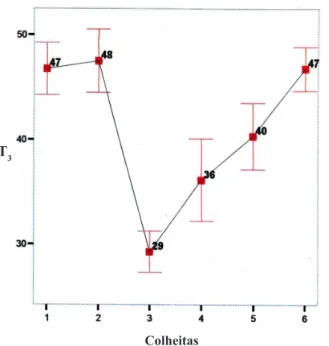 FIGURA 4 – Distribuição da curva de T 4  nas colheitas (C 1, 2, 3, 4, 5,6 )