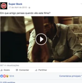 Figura 2 – Vídeo da página Super Bock publicado a 17 de Abril de 2015. 