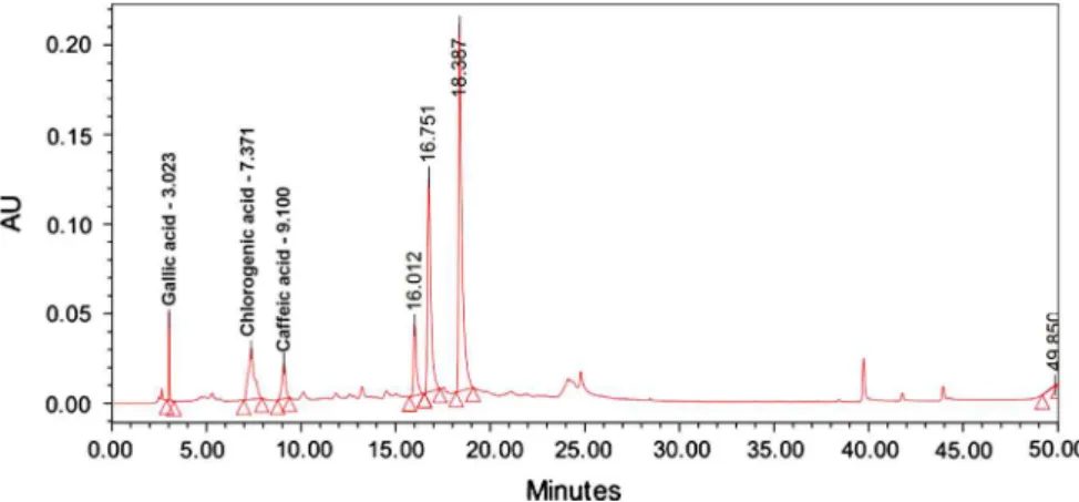 Fig. 1. Chromatogram generated by the HPLC-PDA system for Operculina macrocarpa tincture