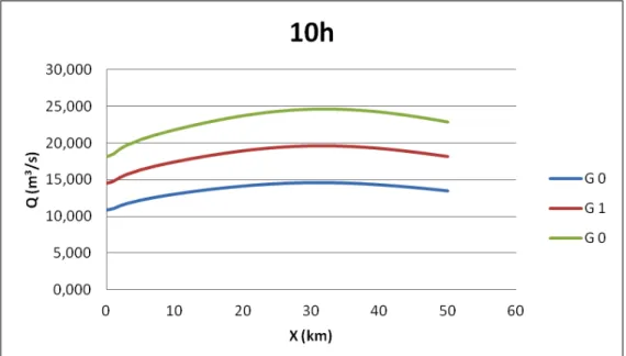 Figure 4 – Propagation of the wave for different membership degrees, after 10 hours. 